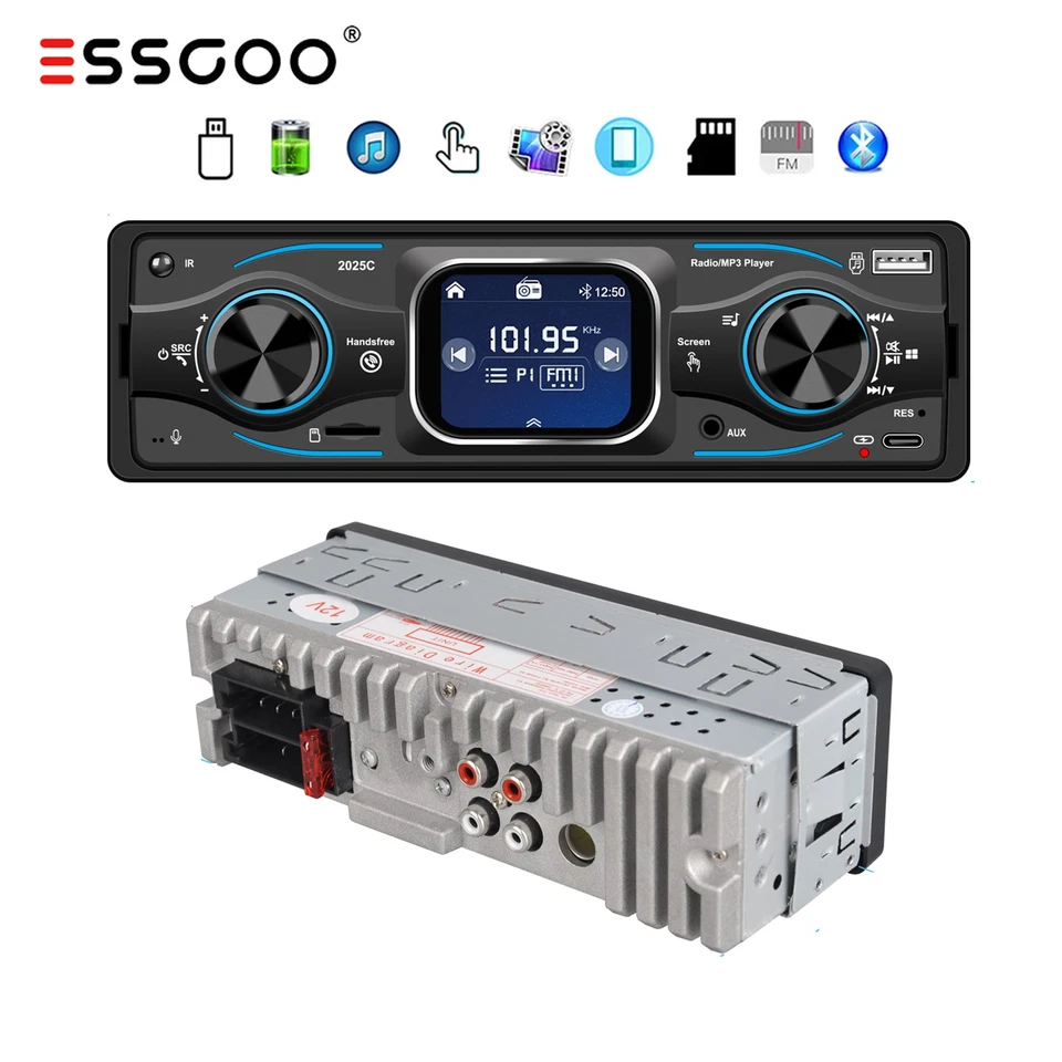 Single 1 DIN Car Stereo Radio Bluetooth MP3 Player AUX USB AM/FM Audio Receiver - Image 1 of 4