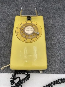 Vintage Yellow Wall Phone - Rotary Dial - Retro Decor Prop Western Electric - Picture 1 of 16