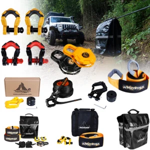 Snatch Block/Shackle/Winch Rope+Hook/Tow Strap/Tree Saver Off-Road Recovery Kit - Picture 1 of 97