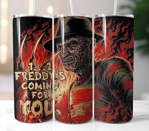 Freddy Krueger 20oz Insulated Tumbler with Straw - Stainless Steel Mug - Picture 1 of 10