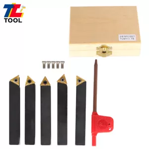 5-Pc 3/8" Lathe Indexable Carbide Insert &Turning Tooling Bit Holder Set - Picture 1 of 24