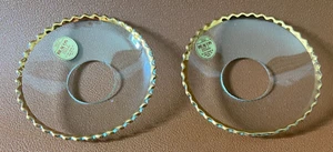 2 Beacon Hill Clear Glass Scalloped Gold Rim Wax Drip Candle Rings w/ Labels - Picture 1 of 4