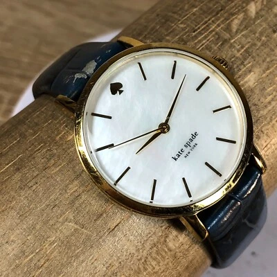 Reloj de cuarzo Kate Spade para dama vivo colorido 0537 esfera mop cuero azul 7" Foto 1 de 4