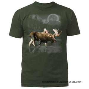 T-Shirt Elch Wildnis Outdoor Natur Wildtier Mond Tiere - Bild 1 von 10