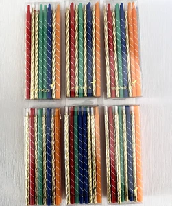 Papyrus Birthday Candles 5" Gold Orange Blue Red Green 6 Packs x24 (144 Candles) - Picture 1 of 7
