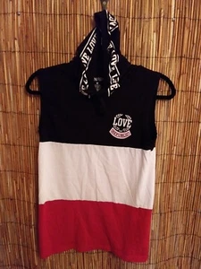 On Fire-- Love Republic--- Sleeveless Tank Top Hoodie M Red, White, and Black - Picture 1 of 7