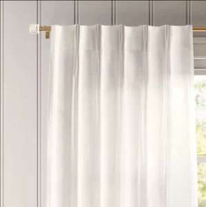 1 Pair - 34" x 84" Pinch Pleat Pebbled Satin Curtain Panels Ivory Threshold - Picture 1 of 5