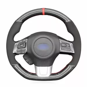 5D Carbon Fiber & Suede Steering Wheel Stitch-on Wrap Cover For Subaru WRX STI - Picture 1 of 8