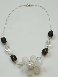Handcrafted Sterling Silver Jewelry smoky qquartz gem Clear quartz Necklace - Picture 1 of 7