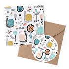1 X Greeting Card & 10Cm Sticker Set - Snails & Flowers Garden Snail #13175