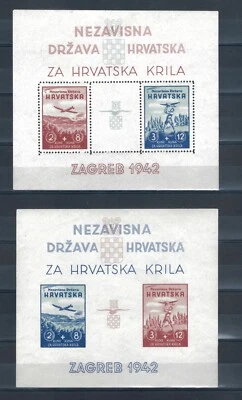 Fundo de aviação Croácia 1942. Planador em voo conjunto completo de M/S. MNH. Sg MS58a - Imagem 1 de 2