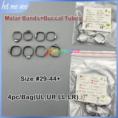 Ortodoncia Dental 1ª Bandas Molares Lisas Tubos Bucales 022 Anillo de Metal Tamaño 29-44+ Foto 1 de 4
