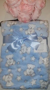 Bebé Niños Manta Azul Gris Super Suave Bordado Carrito Envoltura 100 x 75 cm - Imagen 1 de 6