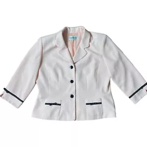 Danny & Nicole Pink Blazer 16 Womens Lightweight Crepe Jacket Black Bow Trim - Picture 1 of 13