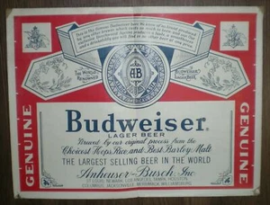 HUGE Budweiser Beer Sticker Advertisement 18.5" x 14" Never Used Anheuser-Busch - Picture 1 of 9