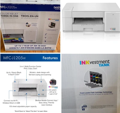 Brother MFC-J1205W INKvestment Tank Wireless All-in-One Color Inkjet Printer New - Image 1 of 4