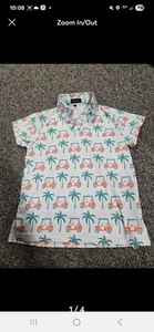 Golf gentry boys short sleeve polo shirt white golf carts & palm trees size 5 - Picture 1 of 4