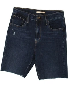 LEVI'S Womens 724 High Waist Denim Shorts W30 Medium Navy Blue Cotton CK19 - Picture 1 of 3