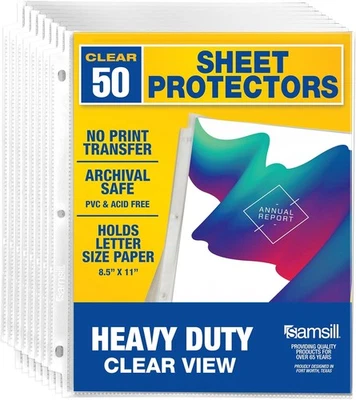 Heavy Duty Sheet Protectors 8.5x11 Clear 3 Ring Binder Sleeves - Image 1 of 4