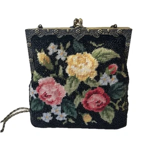 Bolso Bandolera RGA Cuentas de Vidrio Punta de Aguja KissLock Floral Rosas Bolso de Mano - Imagen 1 de 14