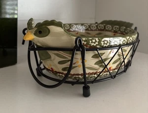 Temp-Tations * ALTE WELT grün 1 QT HUHN HENNE OVALE KASSEROLLE MIT Halter von TARA - Bild 1 von 7