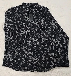 Travis Mathew NWT Button-up Long-sleeve Shirt Mens M Black W/ Floral Design New - Picture 1 of 9