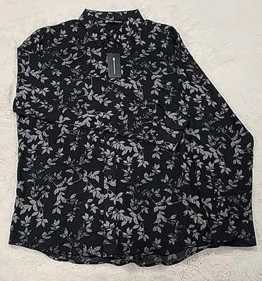 Travis Mathew NWT Button-up Long-sleeve Shirt Mens M Black W/ Floral Design New - Image 1 of 4