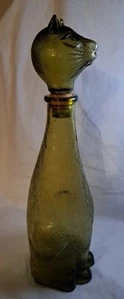 Botella de vino vintage de vidrio ámbar gato 13 pulgadas verde amarillo tapón corcho - Imagen 1 de 13