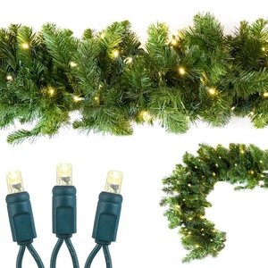 Novelty Lights 9 Foot Christmas Garland, Colorado Green Pine, Warm White - Picture 1 of 18