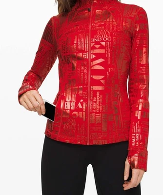Chaqueta para mujer Lululemon Define Manifesto Foil rojo oscuro talla 8 edición limitada Foto 1 de 4