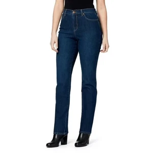 Pantalones de mezclilla para mujer Gloria Vanderbilt Amanda Madison | tiro medio lavado oscuro | talla 4S - Imagen 1 de 4