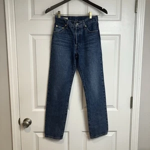 VTG Levi's 501 Womens Blue Denim Med Wash Button Fly Tapered Jeans Size 23x28 - Picture 1 of 23