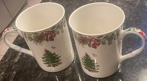 Spode Christmas Tree Coffee Mugs Cups,  4" Tall - set of 2 - Picture 1 of 6