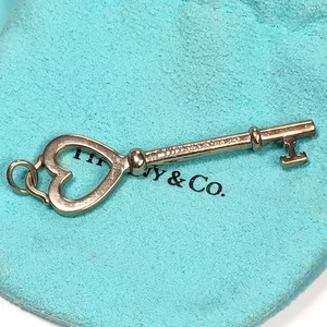 Tiffany & Co. Heart Key Pendant Sterling Silver 2" - Picture 1 of 7