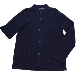 $328 Polo Ralph Lauren Azul Lana y Algodón Cárdigan Suéter Para Hombre Talla Grande - Imagen 1 de 9
