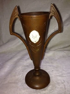 1890 to1910 Antique Bronze Art Deco Vase With White Metal Cameo - Picture 1 of 12