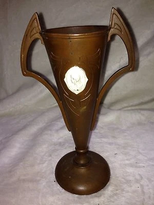 1890 to1910 Antique Bronze Art Deco Vase With White Metal Cameo - Image 1 of 4