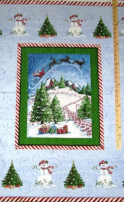 Winter Wonderland Snowman Peppermint Candy Cane Christmas Fabric  23"  #33757 - Image 1 of 2