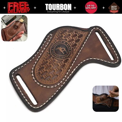 Leather Folding Blade Knife Sheath Belt Pouch EDC Knives Pocket Hunt-Clearance - Image 1 of 4