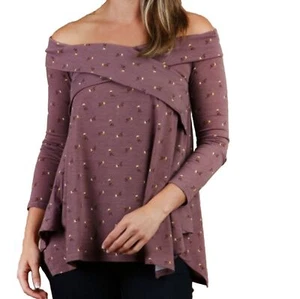 Altard State Dusty Purple Off the Shoulder Floral Wrap Front Top Size Small - Picture 1 of 9