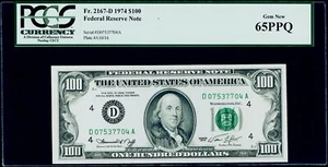 $100 1974 Federal Reserve Note Cleveland Fr. 2167-D PCGS Gem New 65 PPQ - Picture 1 of 3