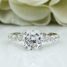 Pave 2.90 Ct. Round Cut Real Treated Diamond 925 Silver Engagement Ring