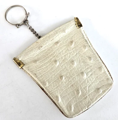 Monedero de Crema de Piel de Cabra Genuina de Alemania Occidental Vintage con Llavero Foto 1 de 4