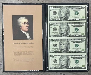 2003 $10 Federal Reserve Star Note Uncut Sheet of 4 Legal Tender, Display COA - Picture 1 of 6