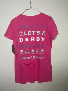 Official Kentucky Derby T-Shirt Pink Women’s Let's Derby Short Sleeve Size Small - Picture 1 of 6