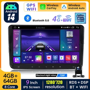 Real 8-Core 4+64GB Android 14 Autoradio Für VW Golf 5 6 PLUS Touran Passat Polo - Bild 1 von 15