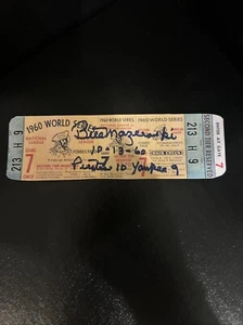 Pirates BILL MAZEROSKI Signed Auto 1960 World Series Game 7 Ticket Stub REPRINT - Picture 1 of 1