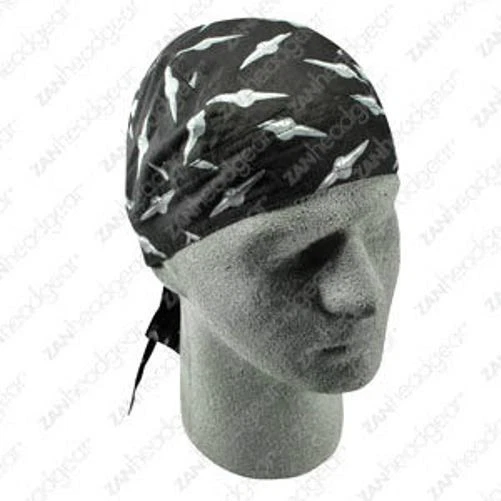 黑色和灰色钻石盘 Doo Rag 头巾包裹式头骨帽骑手 Durag 棉织物 — 第 1/1 张图片