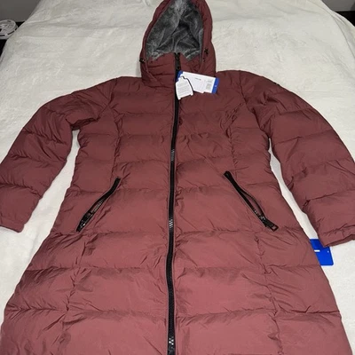 Andrew Marc Womens Faux Fur-Trimmed Water-Resistant Parka Terra Rose Size Large - Image 1 of 4