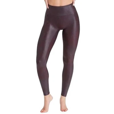 Leggings SPANX Imitación Cuero Talla Mediana Cintura Alta Control Abdomen Berenjena Púrpura Foto 1 de 4